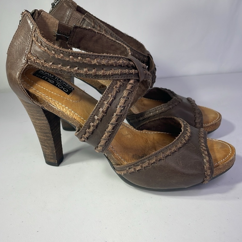 Adam Tucker me too GIAVANNA brown leather stack, heel, sexy sandal - Picture 4 of 5